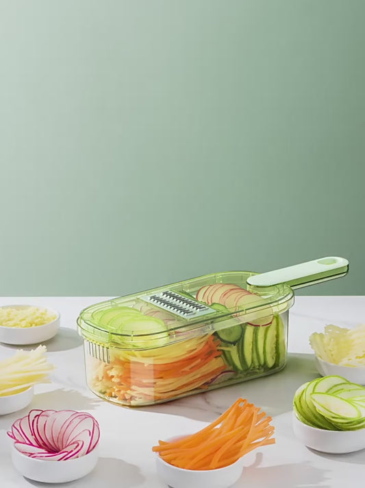 Multi-Use Vegetable Slicer with 3 Blades & Storage Box Radish Cucumber Potato Cutter