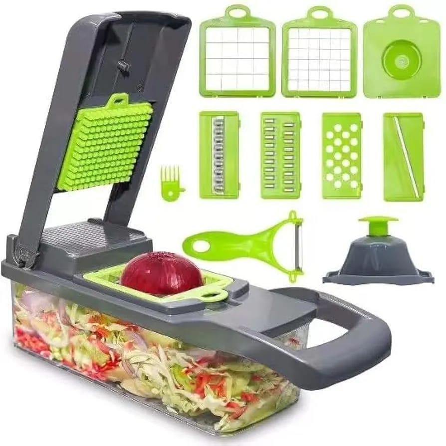 6-in-1 Multi Vegetable Cutter & Slicer | Manual Food Chopper with Storage Box