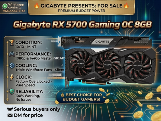 Gigabyte RX 5700 Gaming OC 8GB GDDR6 Graphics Card – High Performance GPU for 1080p & 1440p Gaming
