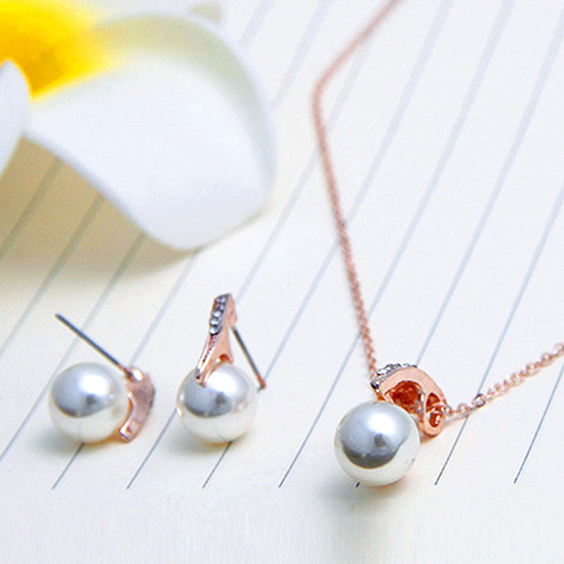 Diamond and pearl Earrings necklace for women