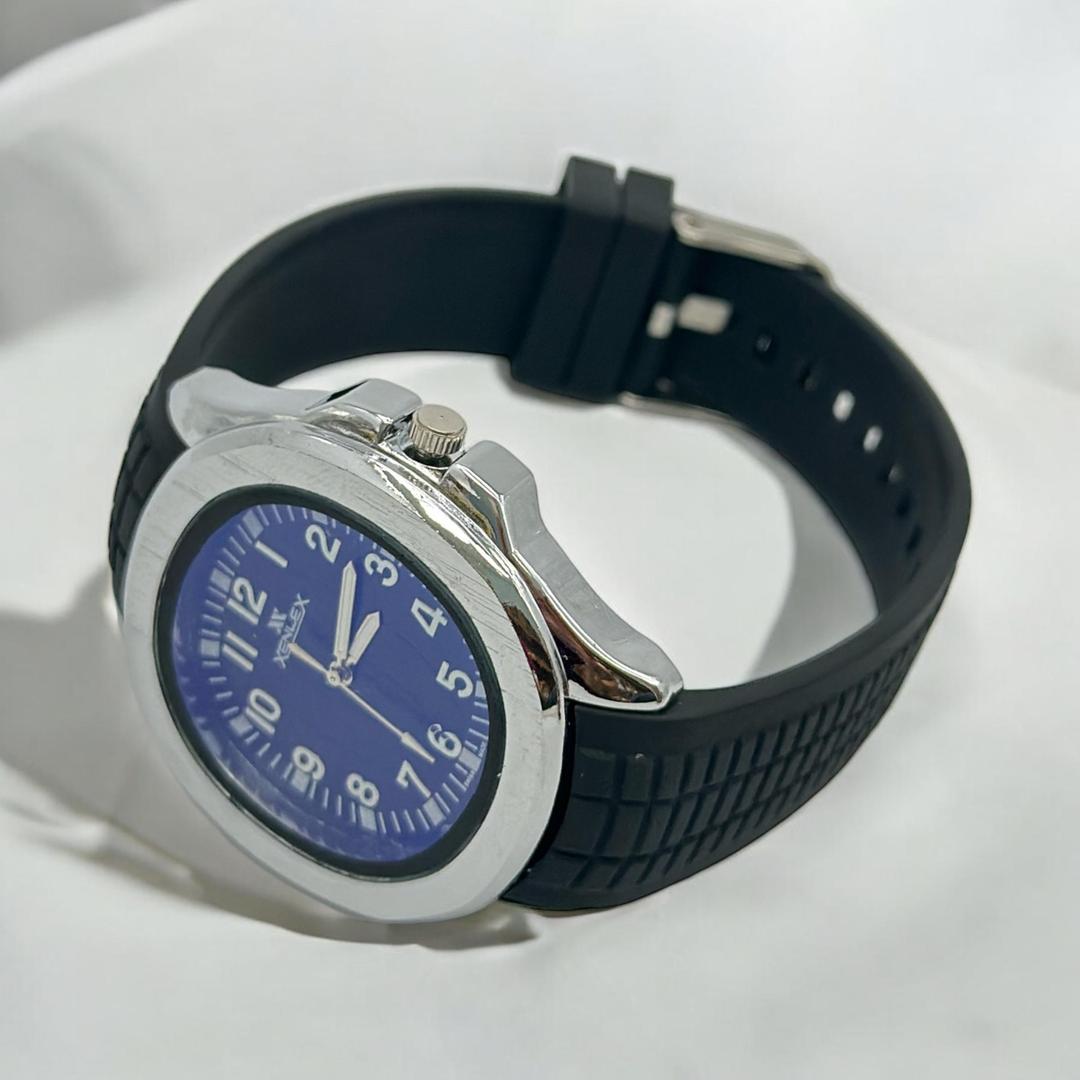 Men's Water Resistant Blue Dial Watch with Stainless Steel Case