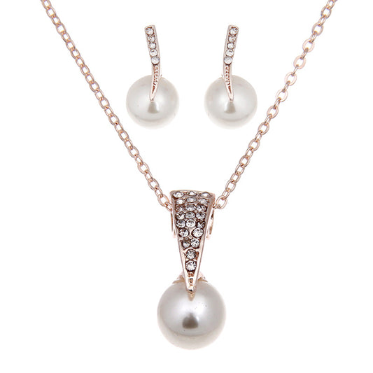 Diamond and pearl Earrings necklace for women