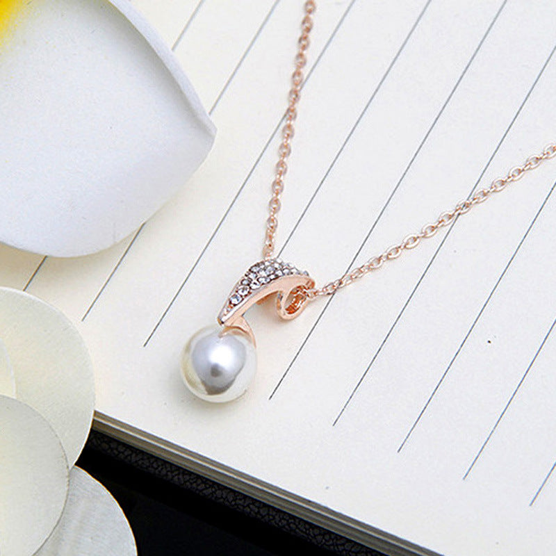 Diamond and pearl Earrings necklace for women