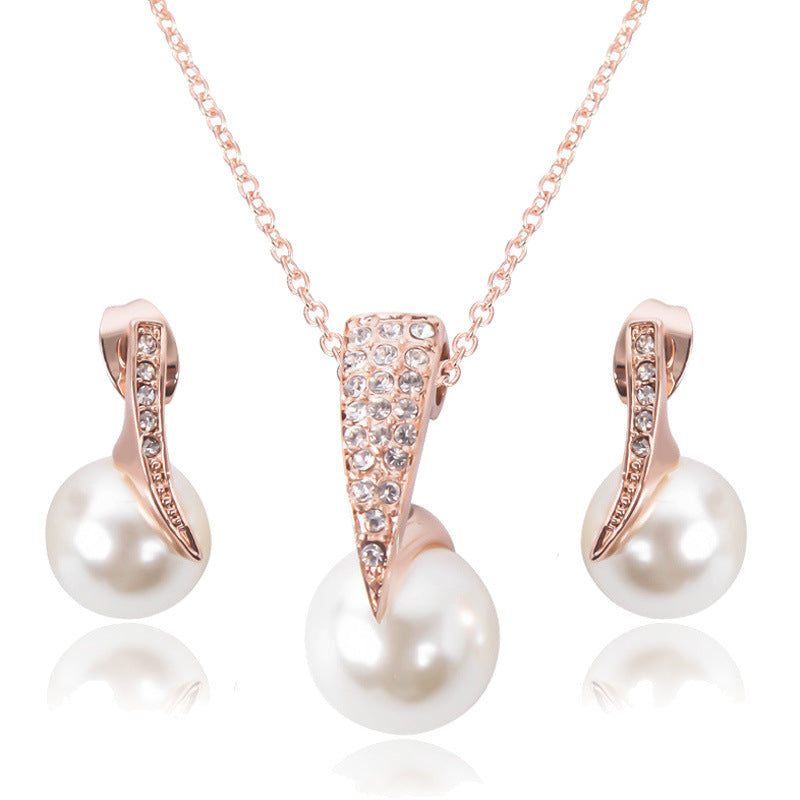 Diamond and pearl Earrings necklace for women