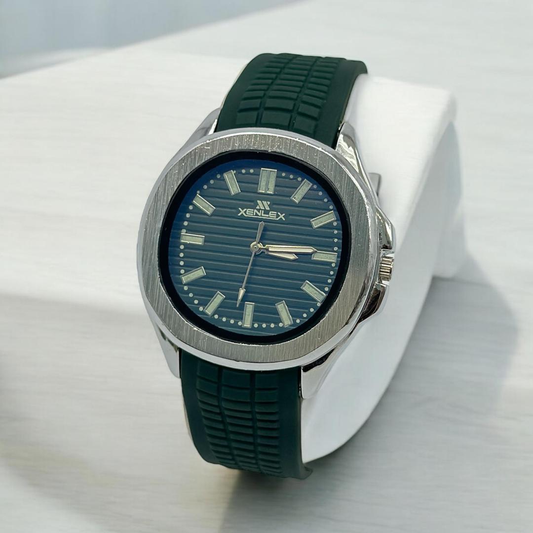 Men's Water Resistant Blue Dial Watch with Stainless Steel Case