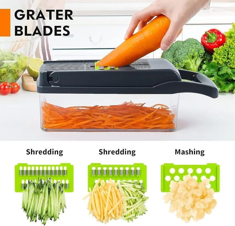 6-in-1 Multi Vegetable Cutter & Slicer | Manual Food Chopper with Storage Box