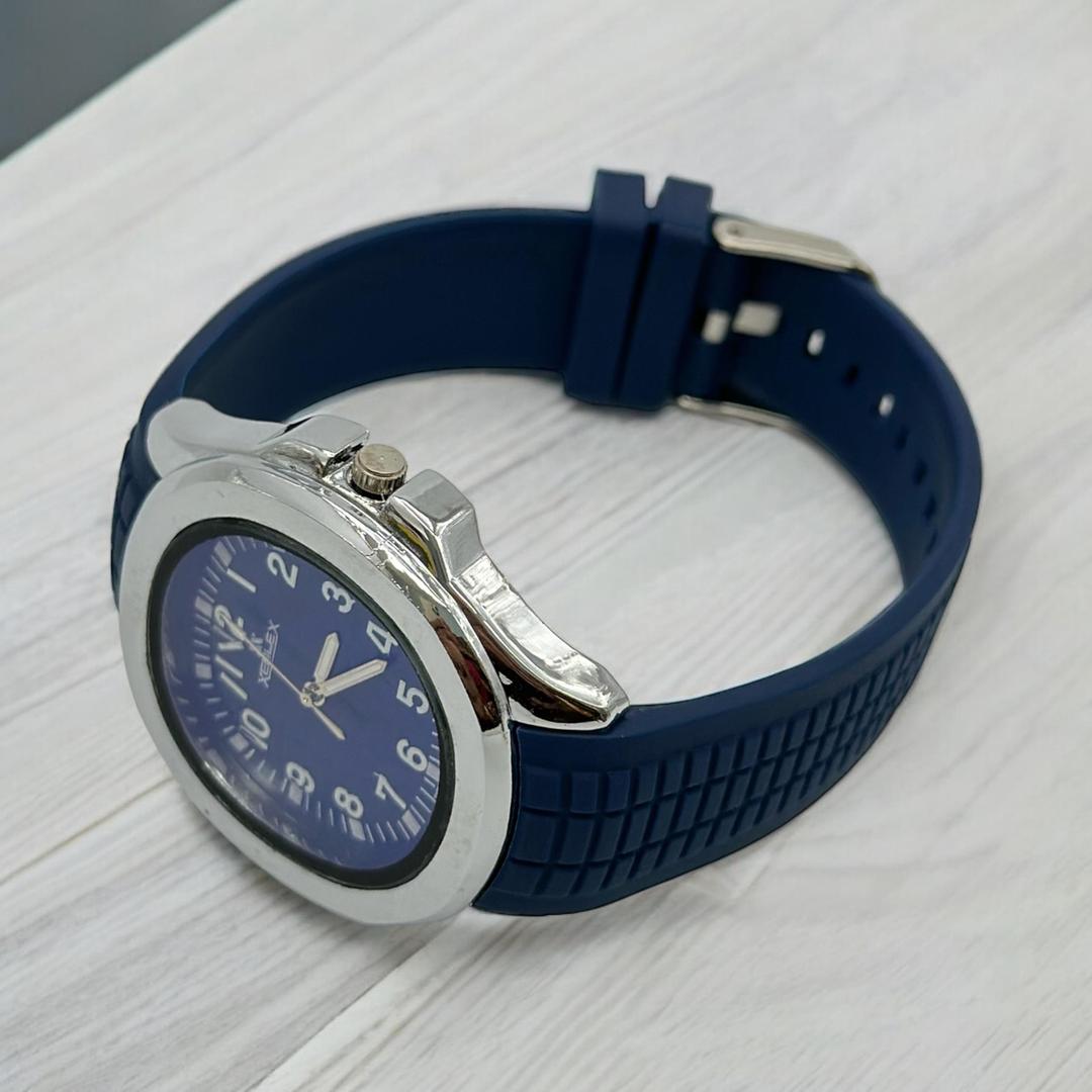 Men's Water Resistant Blue Dial Watch with Stainless Steel Case