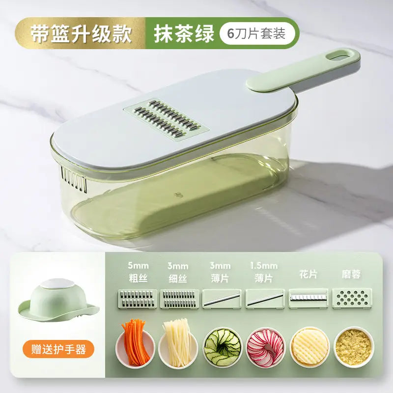 Multi-Use Vegetable Slicer with 3 Blades & Storage Box Radish Cucumber Potato Cutter