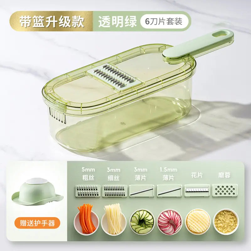 Multi-Use Vegetable Slicer with 3 Blades & Storage Box Radish Cucumber Potato Cutter