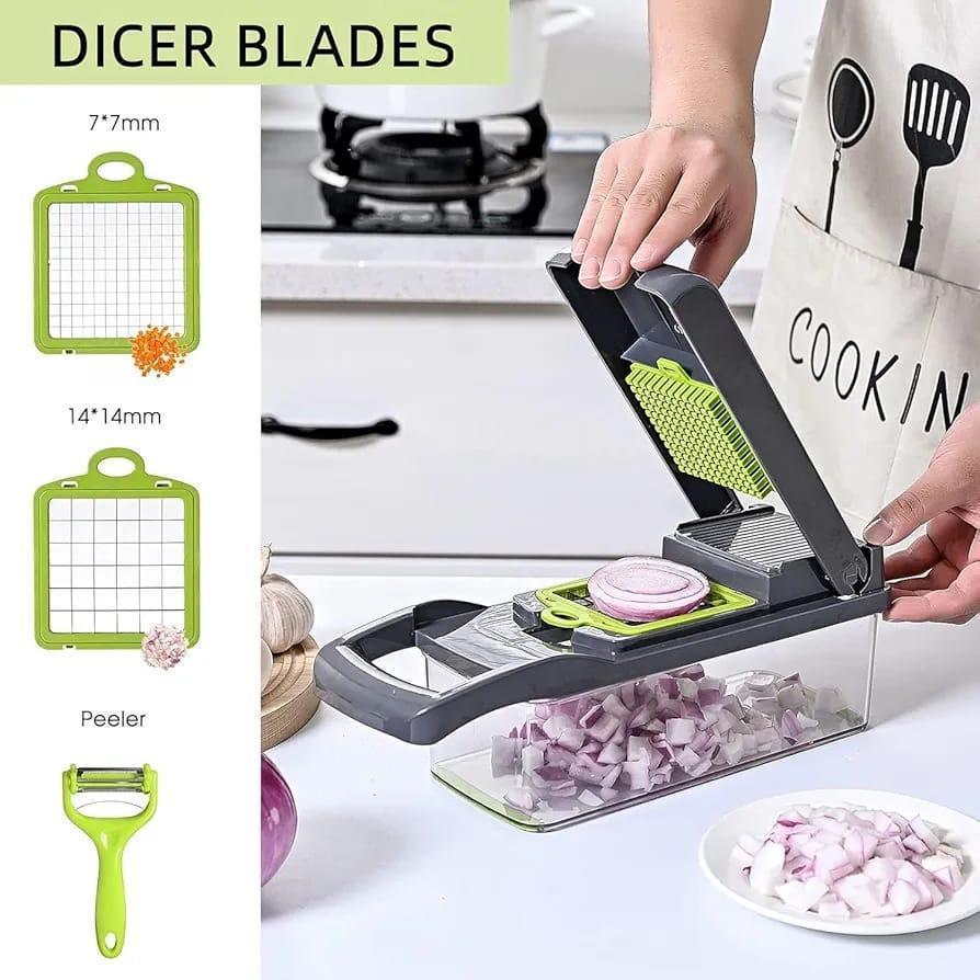 6-in-1 Multi Vegetable Cutter & Slicer | Manual Food Chopper with Storage Box