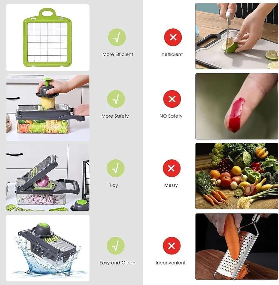 6-in-1 Multi Vegetable Cutter & Slicer | Manual Food Chopper with Storage Box